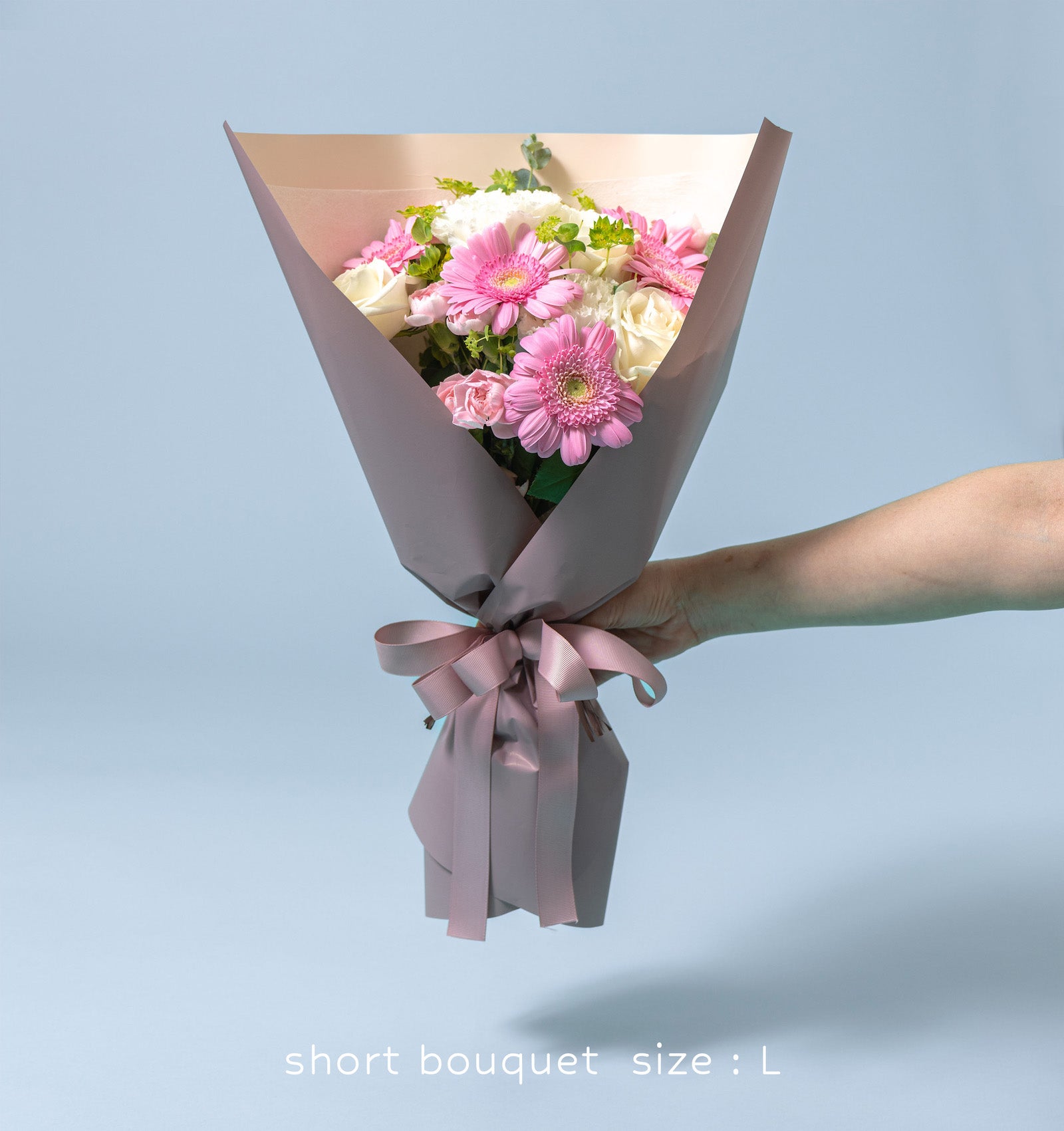 ナチュラルピンクの花束 ブーケタイプ size:L