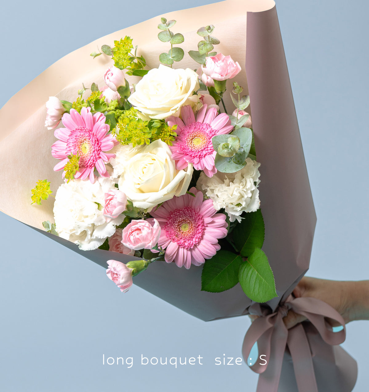 ナチュラルピンクの花束 贈呈タイプ size:S