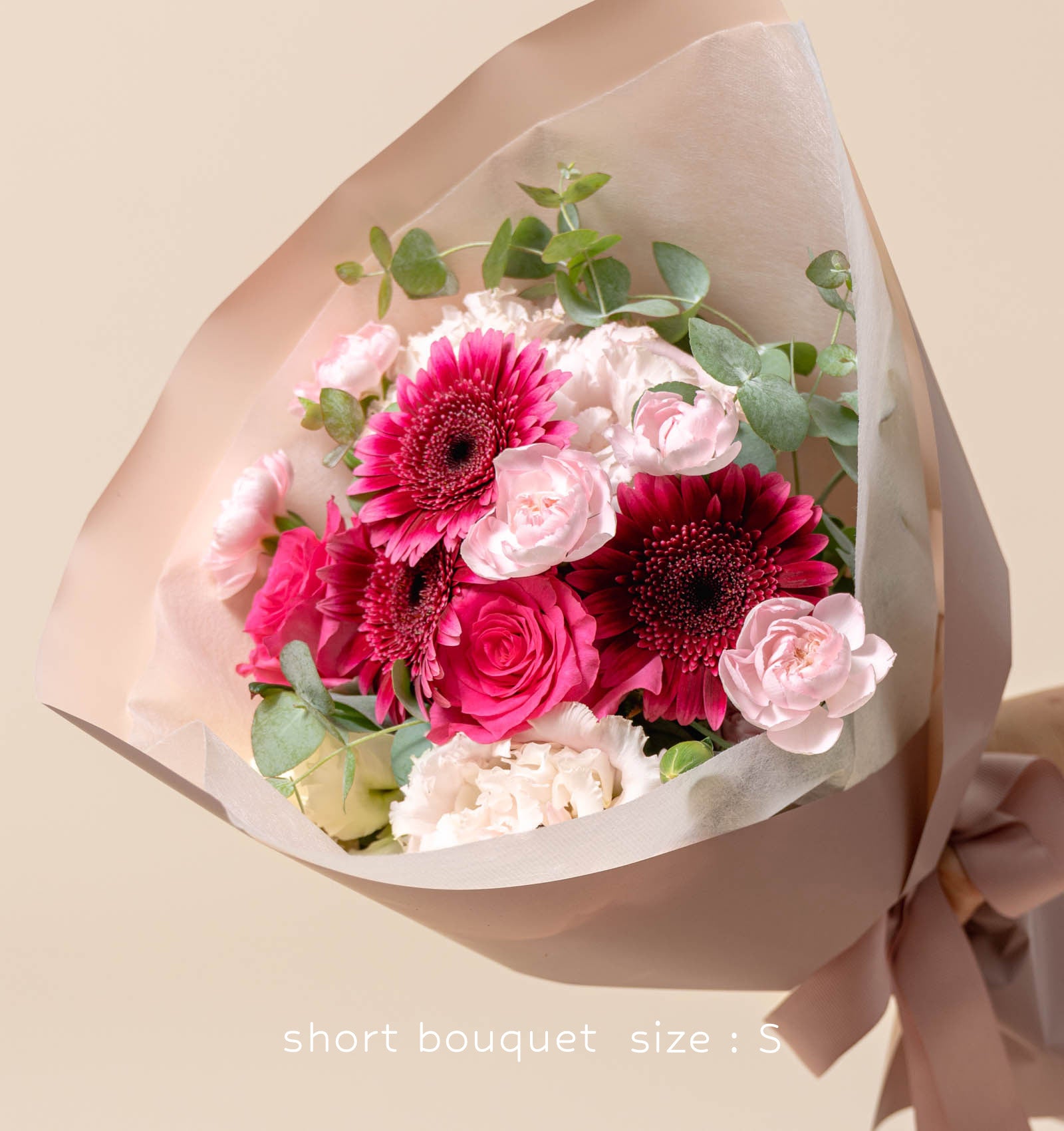 ブライトピンクの花束 ブーケタイプ size:S
