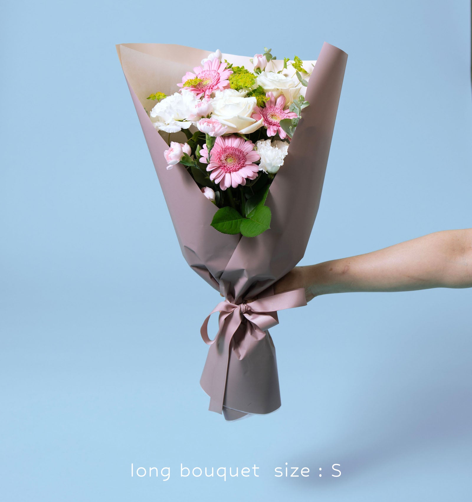 ナチュラルピンクの花束 贈呈タイプ size:S