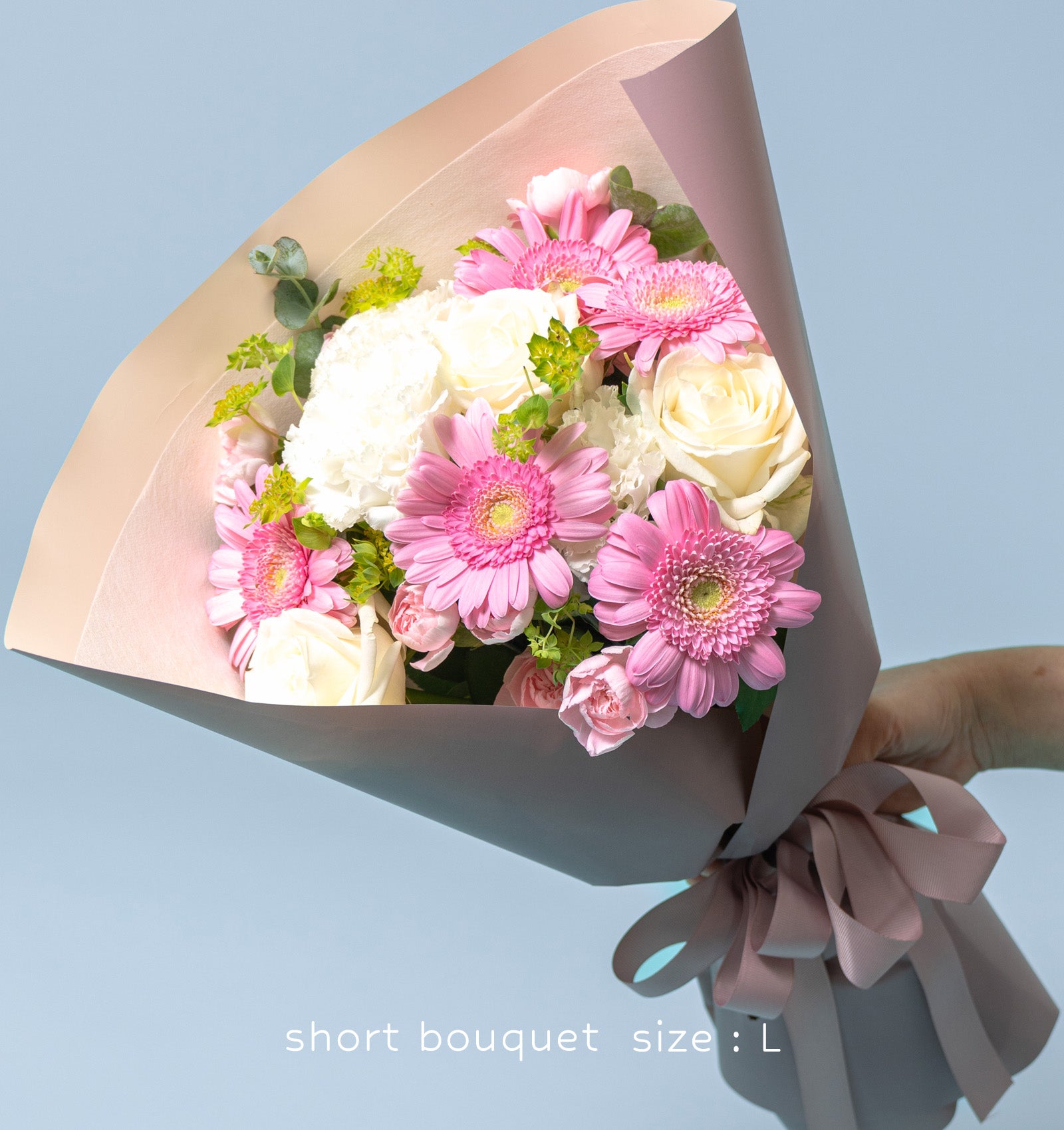 ナチュラルピンクの花束 ブーケタイプ size:S