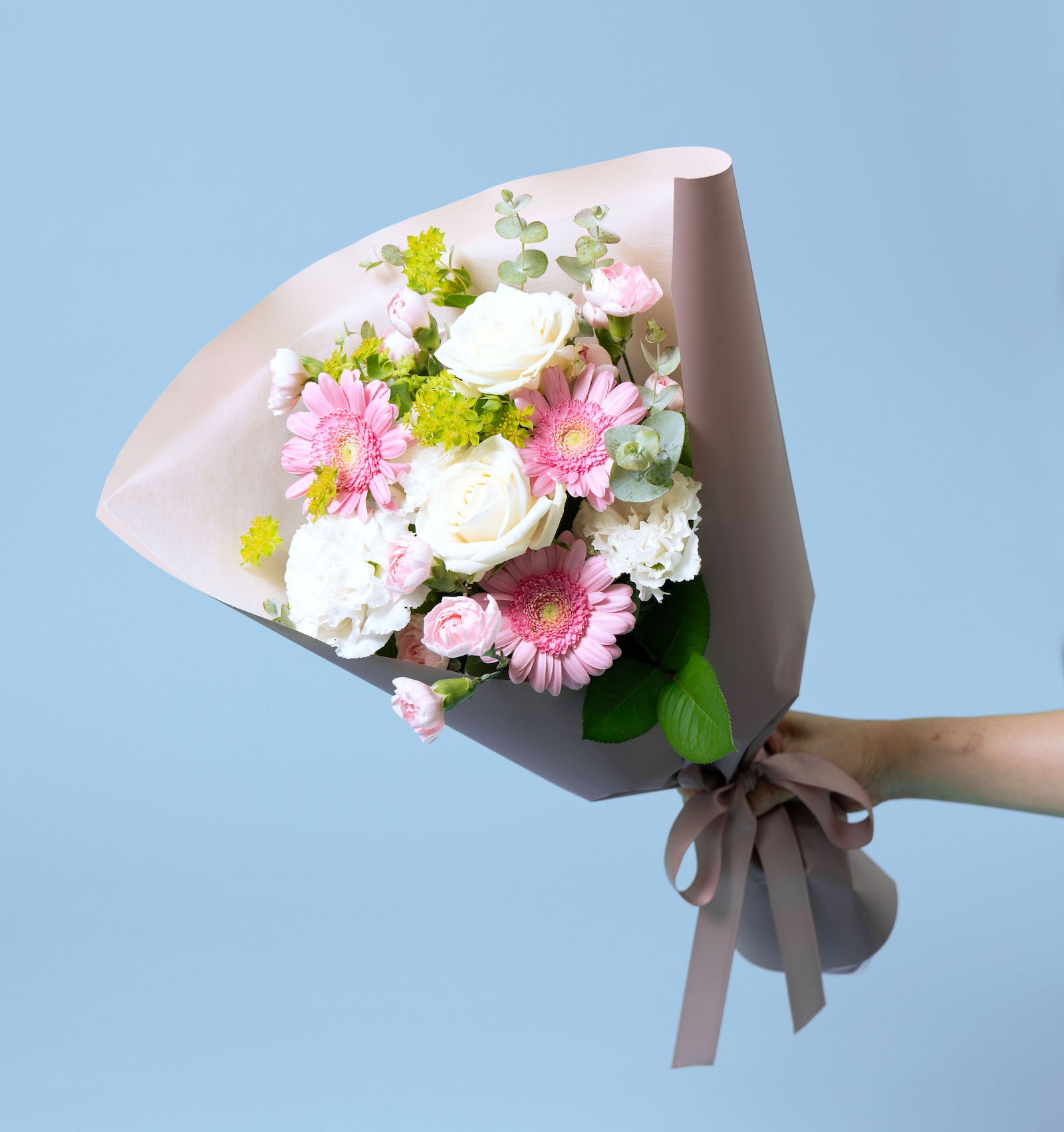 ナチュラルピンクの花束 贈呈タイプ size:S
