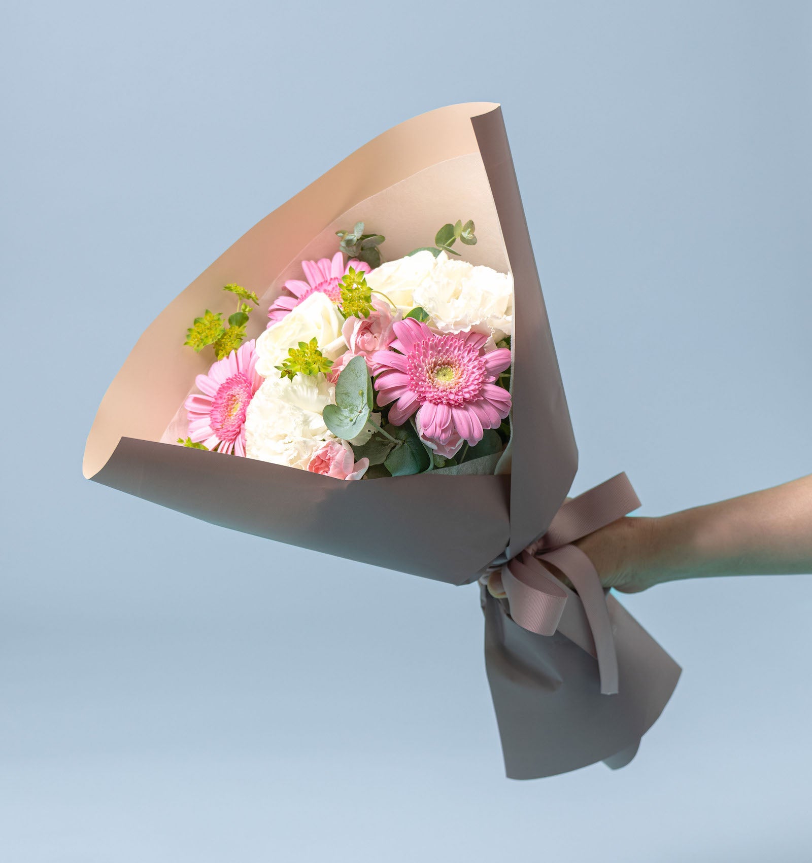 ナチュラルピンクの花束 ブーケタイプ size:S