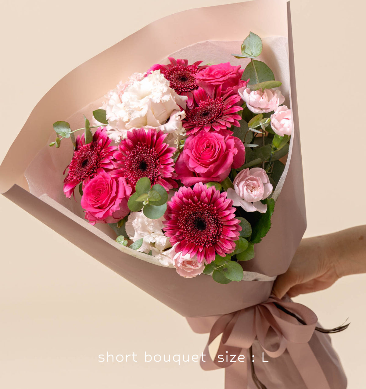 ブライトピンクの花束 ブーケタイプ　size:L