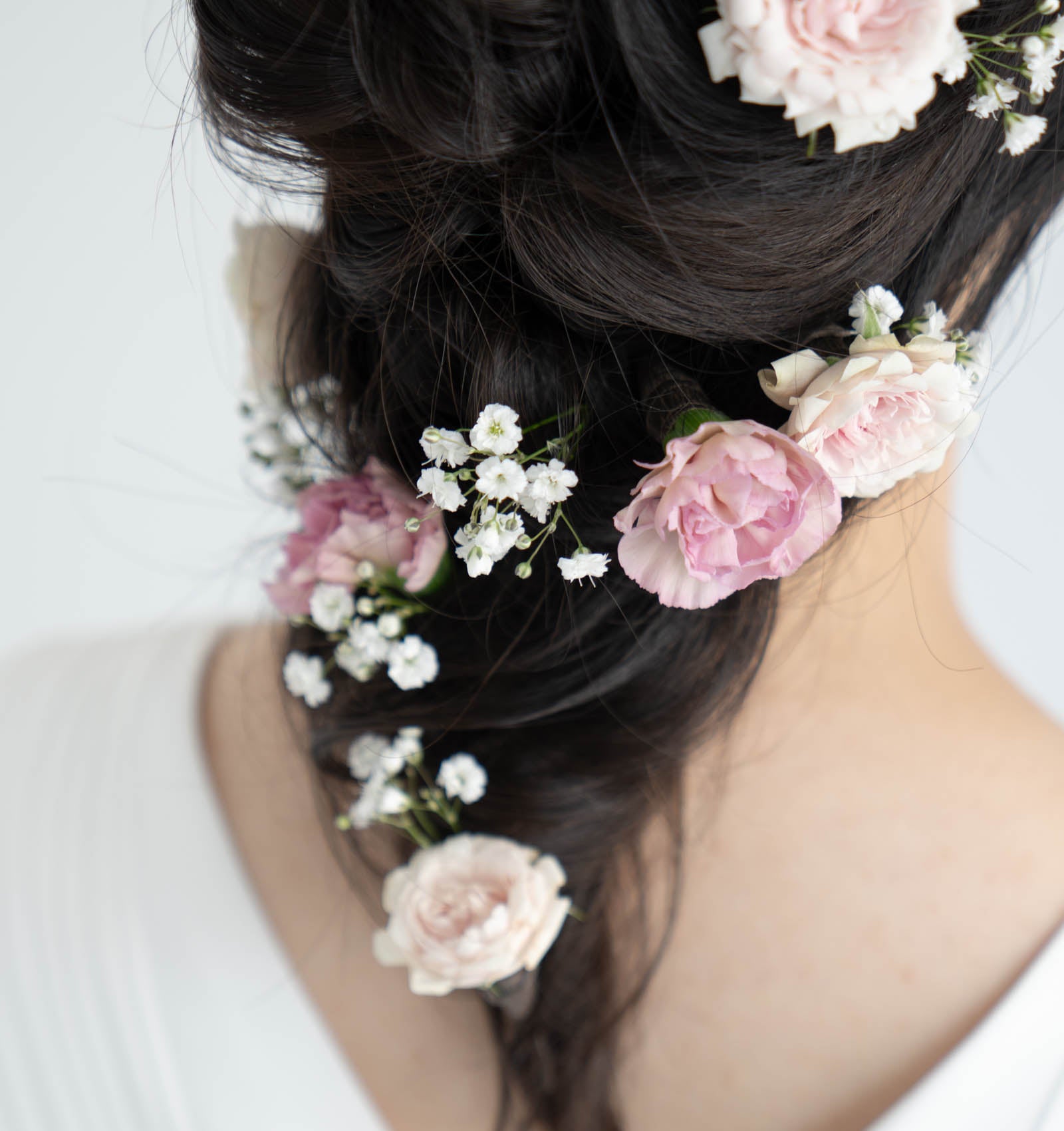 ピンクのバラのヘッドピース｜生花｜結婚式｜ブライダル