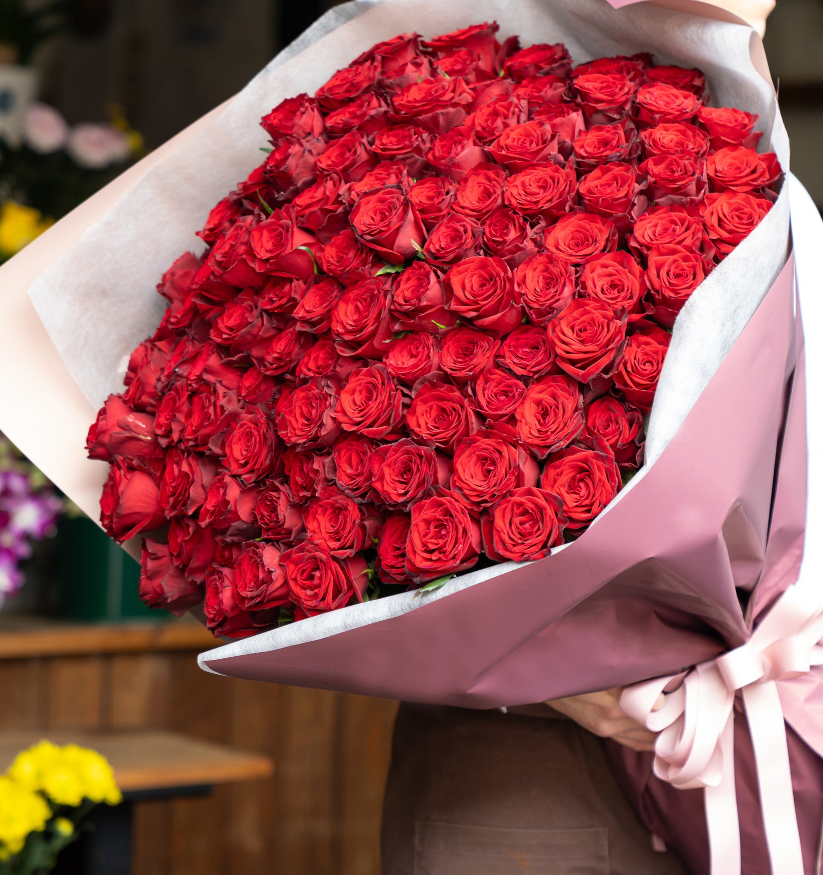 プロポーズブーケ 赤バラ 108本