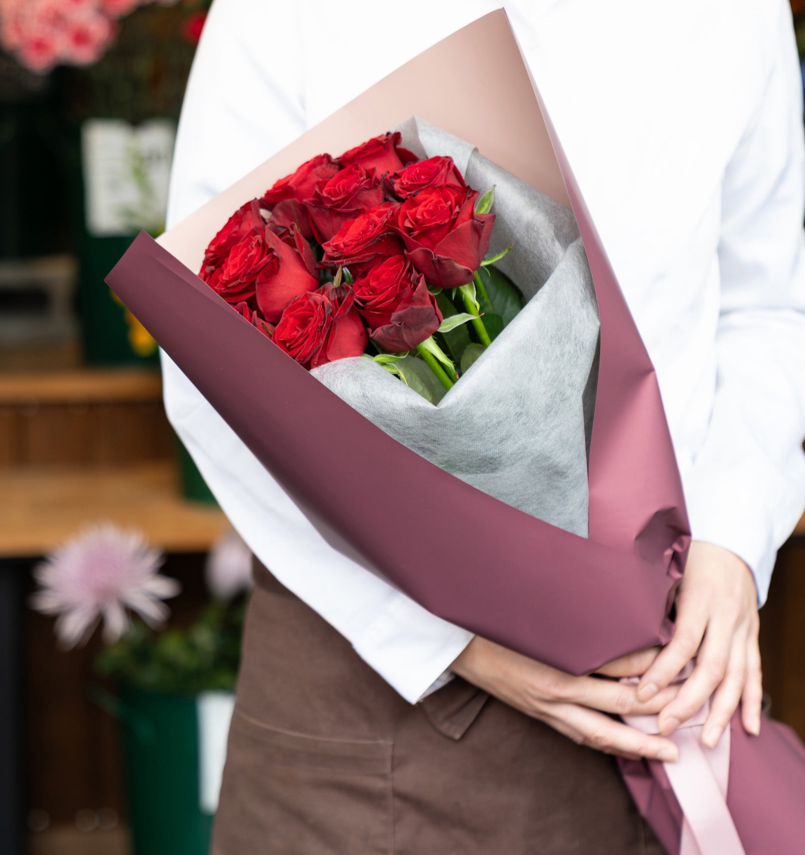 プロポーズブーケ 赤バラ 12本